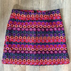 Hutch Embroidered Mini Skirt Colorful Geometric Pattern Women's Size 6